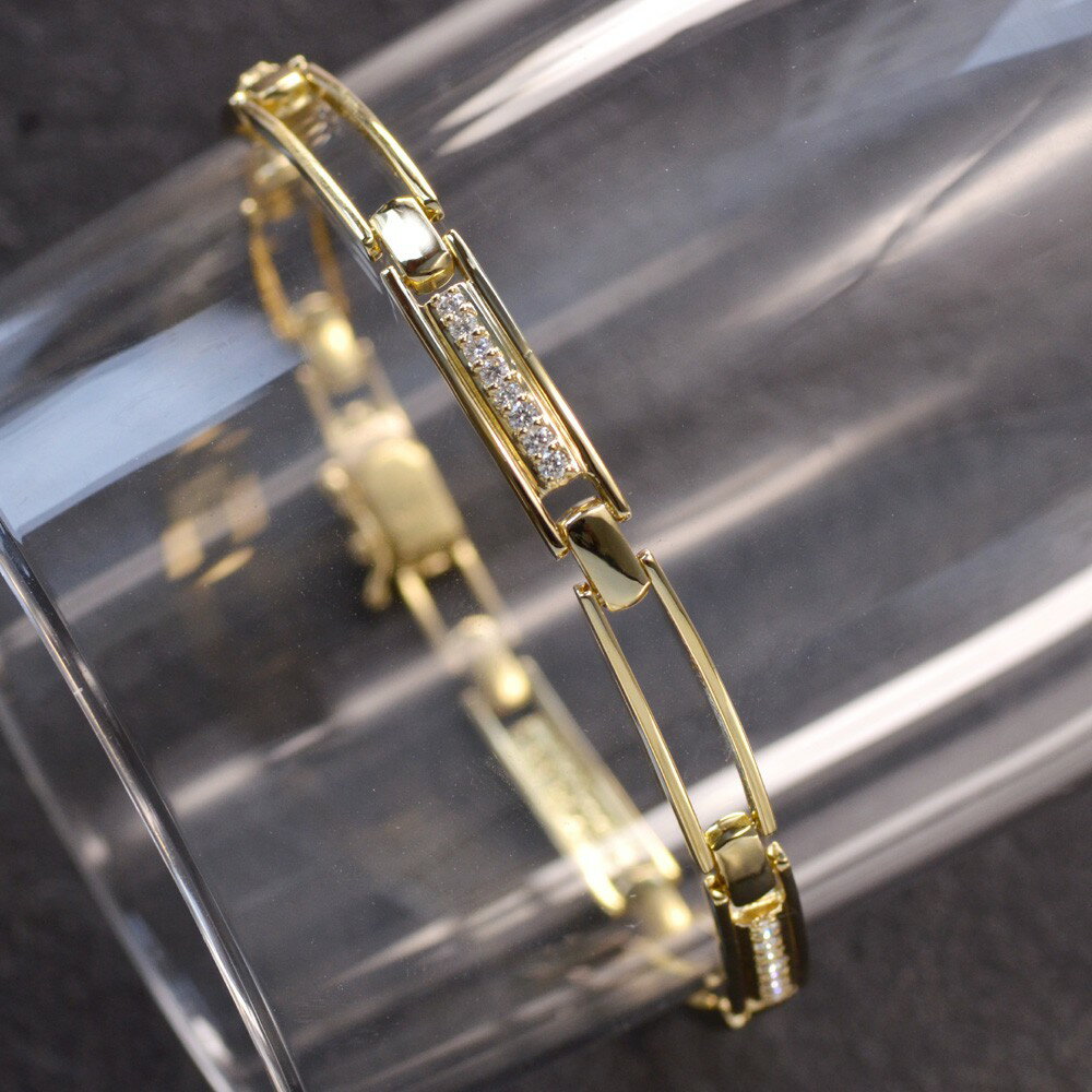 ブレスレット メンズ K18 18K 18金 ダイヤモンド ブレスレット ゴールド 18cm ユニセックス 細身 日本製 刻印入り 鑑別書付き シンプル プレゼント ギフト
