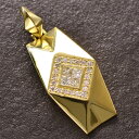 ペンダントトップ メンズ K18 18K 18金 プリンセスカット ダイヤモンド ペンダントヘッド イエローゴールド ネックレスヘッド 日本製 刻印入り 鑑別書...