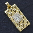 【ポイント10倍】ペンダントトップ メンズ K18 18K 18金 バゲットカット ダイヤモンド ペンダントヘッド イエローゴールド ネックレストップ 日本製 ...