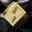 指輪 メンズリング 18金 K18 18K ダイヤモンド イエローゴールド スパークルカット 印台 幅広リング 日本製 刻印入り 鑑別書付き【動画あり】