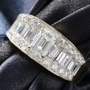 指輪 メンズリング プラチナ ダイヤモンド エメラルドカット バゲットカット ジェンダーレスジュエリー 日本製 刻印入り 鑑別書付き