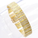 【マラソン同時開催★10%OFFクーポン】ブレスレット メンズ K18 18K ダイヤモンド 7カラット 18金 イエローゴールド 幅広 日本製 刻印入り 鑑別...