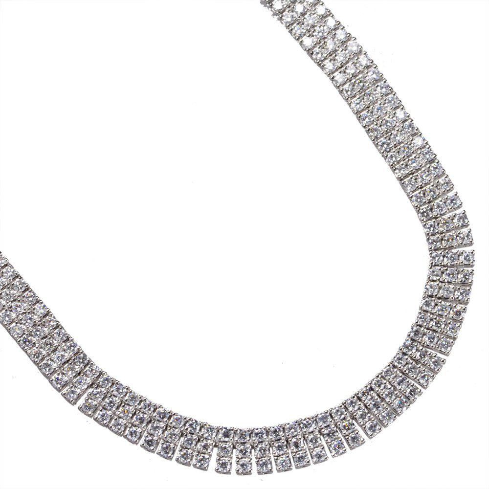 【BLACK FRIDAY★10%OFFクーポン】ダイヤモンド テニスネックレス プラチナ 21カラット 3連 テニスチェーン ネックレス 60cm メンズ レ...
