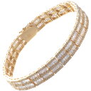 【ポイント10倍】ブレスレット メンズ K18 18K 18金 バゲットカット ダイヤモンド 7カラット ゴールド 幅広 ジェンダーレスジュエリー 日本製 刻印...