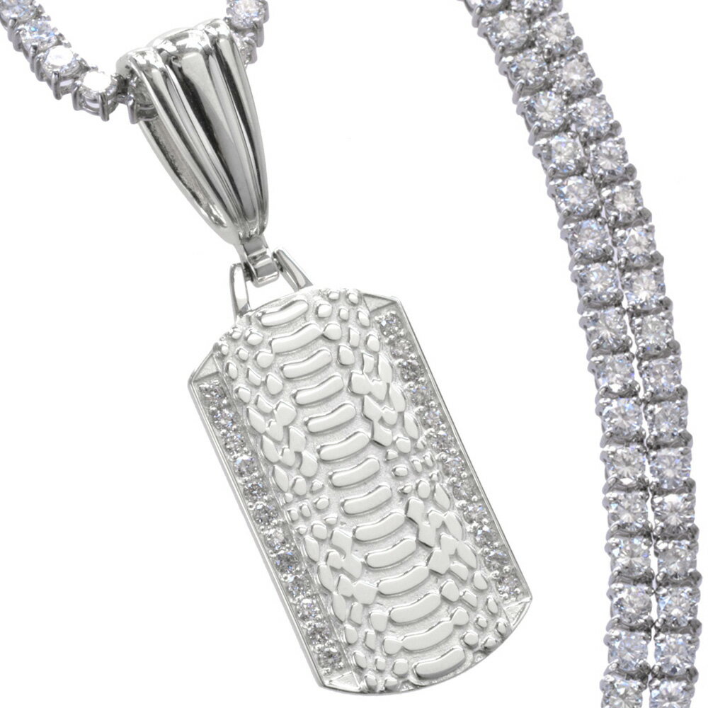 ネックレス メンズ プラチナ ダイヤモンド 12カラット 55cm テニスネックレス ドッグタグ ペンダントトップ セット 日本製 刻印入り 鑑別書付き プレゼ...