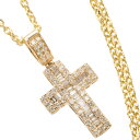 【ポイント10倍】ネックレス メンズ K18 18K 18金 イエローゴールド バゲットカット ダイヤモンド クロス 十字架 50cm アズキチェーン付き メン...
