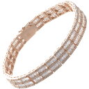 【ポイント10倍】ブレスレット メンズ K18PG 18K 18金 バゲットカット ダイヤモンド 7カラット ピンクゴールド 幅広 ジェンダーレスジュエリー 日...