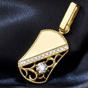 ペンダントトップ メンズ K18 18K 18金 イエローゴールド ダイヤモンド 唐草 アラベスク ドッグタグ ミル打ち ペンダントヘッド 日本製 刻印入り 鑑...