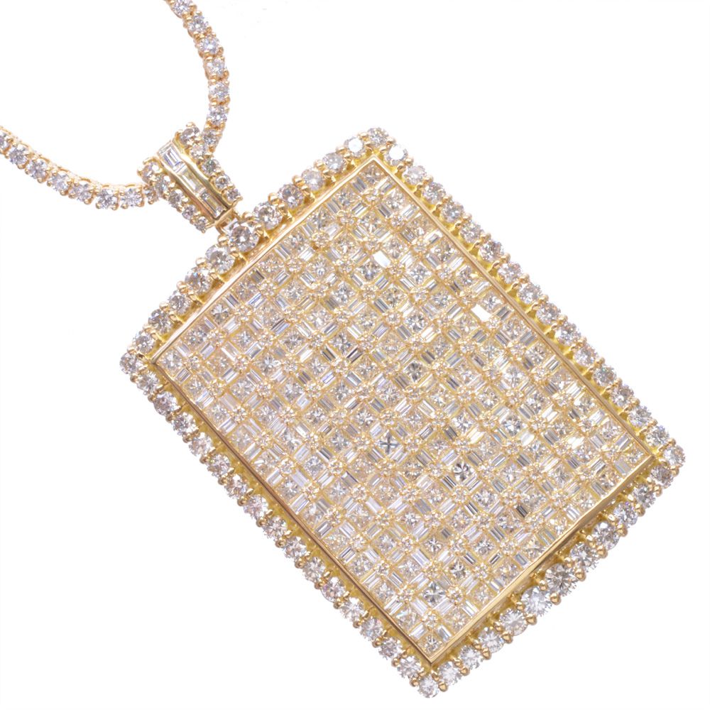 ネックレス メンズ K18 18K 18金 イエローゴールド バゲットカット ダイヤモンド 10カラット 50cm 5カラット テニスネックレス ペンダントトッ...