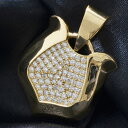 ペンダントトップ メンズ K18 18K 18金 イエローゴールド ダイヤモンド シールド 盾 ペンダントヘッド 日本製 刻印入り 鑑別書付き 大きめ シンプル...