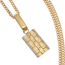 【ポイント10倍】ネックレス メンズ K18 18K 18金 ダイヤモンド プレート ペンダント ブロックチェック 市松模様 イエローゴールド 徳力 10g 5...