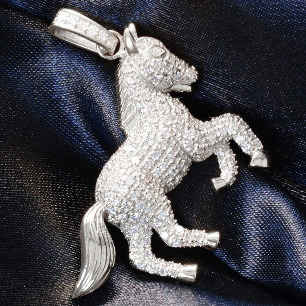 ペンダントトップ メンズ K18WG 18K 18金 ダイヤモンド 仔馬 ホース ペンダントヘッド ネックレストッ..