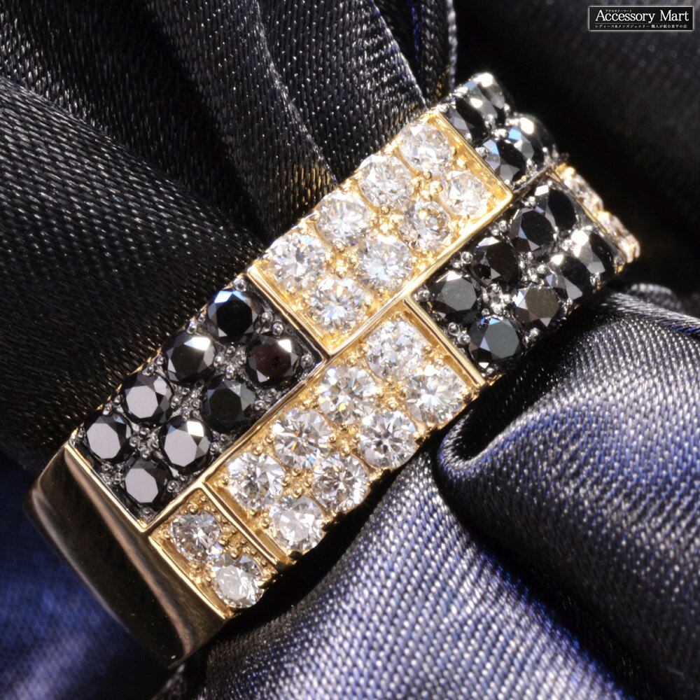 樂天商城 - 【ポイント10倍】指輪 メンズリング 18金 K18 18K ダイヤモンド ブラックダイヤモンド イエローゴールド 平打ち 幅広 男性 日本製 刻印入り 鑑別書付き ごつい 太め 30代 40代 50代 60代