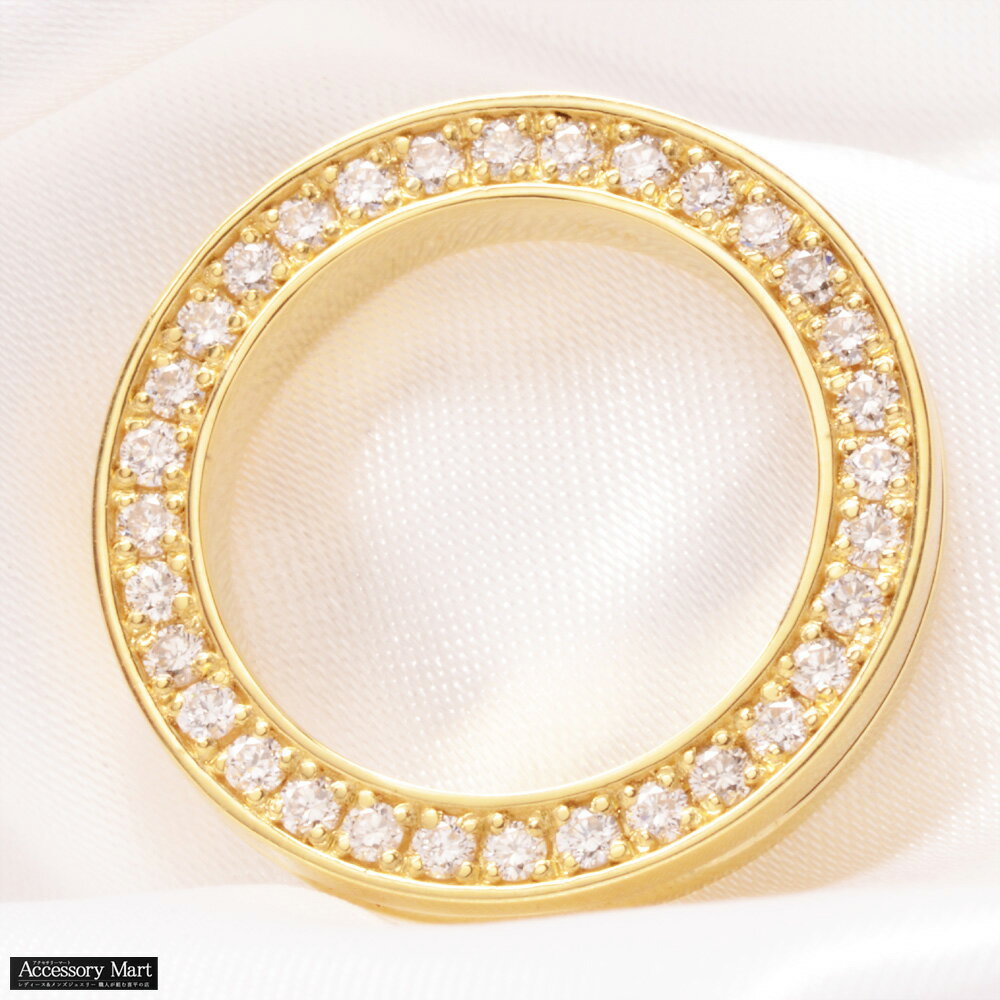 ペンダントトップ メンズ 18金 K18 ダイヤモンド リング サークル ペンダントヘッド イエローゴールド ..