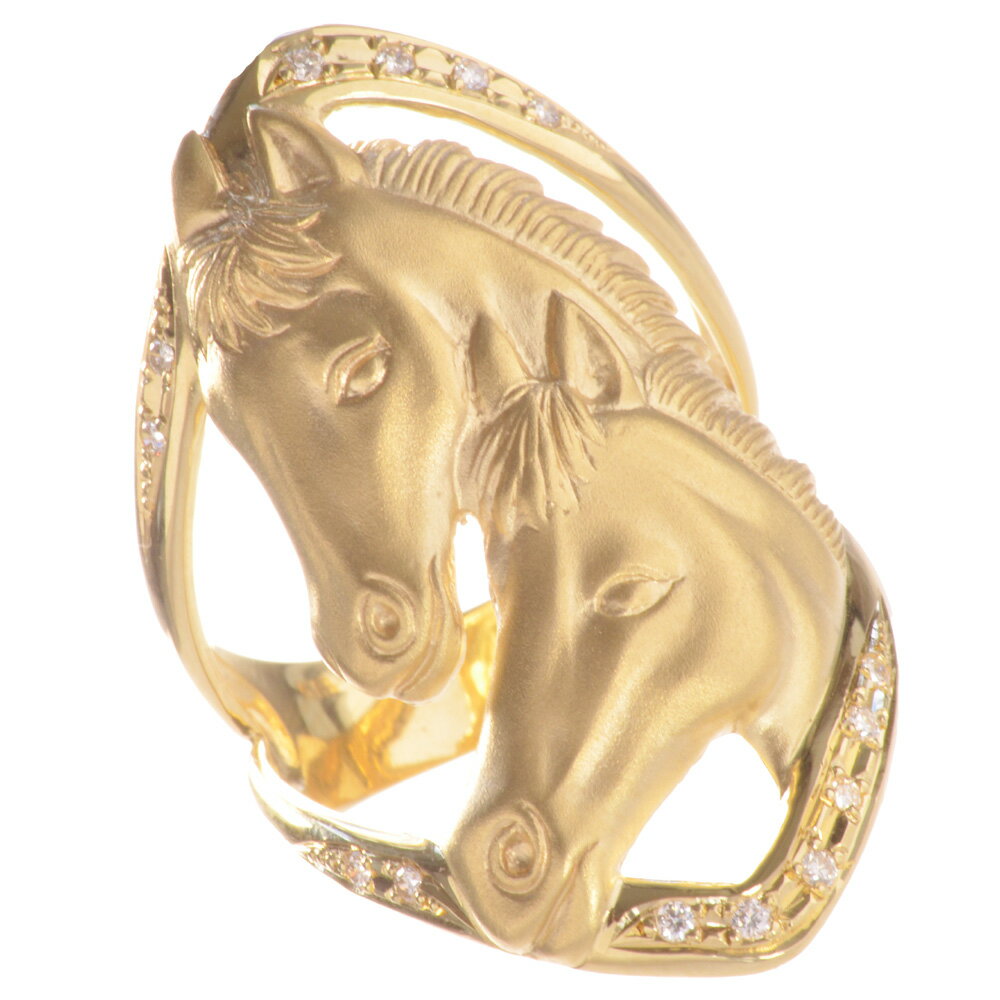 Other , Materials - 【マラソン限定クーポン配布中】指輪 メンズリング 18金 K18 18K ダイヤモンド 馬 ホースモチーフ イエローゴールド 艶消し 男性 刻印入り ごつい 太め 幅広 30代 40代 50代 60代