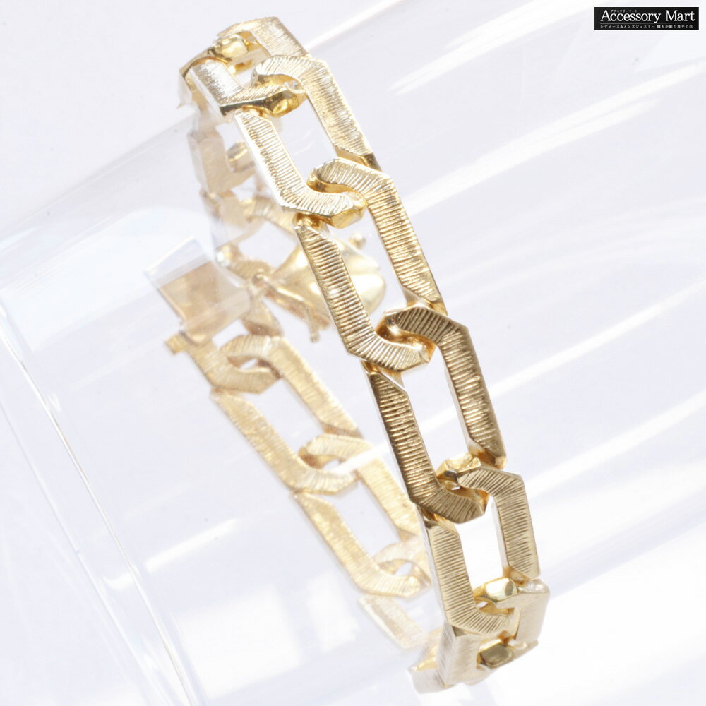 Rakuten - ブレスレット メンズ K18 18金 地金 チェーンブレスレット 18K イエローゴールド ヘアライン仕上げ 20cm 幅広 日本製 刻印入り シンプル プレゼント ギフト 【動画あり】