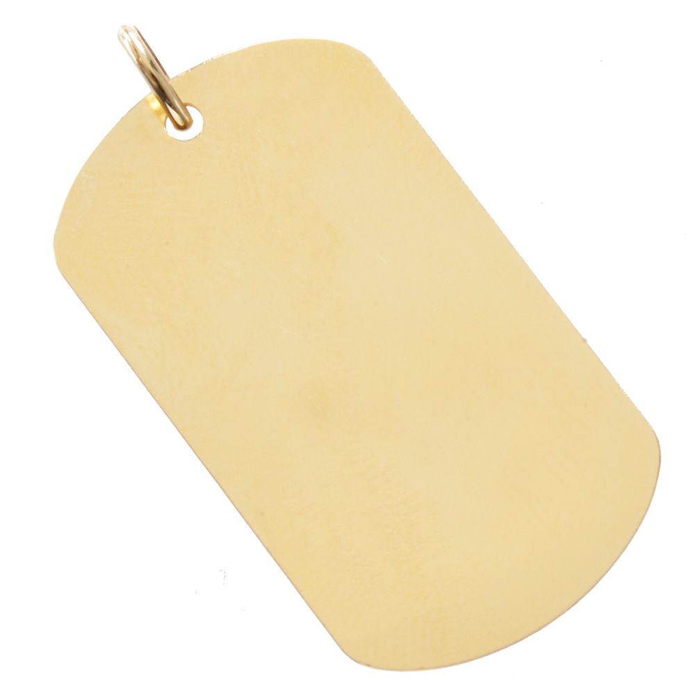 Pendant Tops - ペンダントトップ メンズ 18金 K18 18K ドッグタグ プレート ペンダントヘッド ネックレストップ イエローゴールド 地金 シンプル 男性用 刻印入り