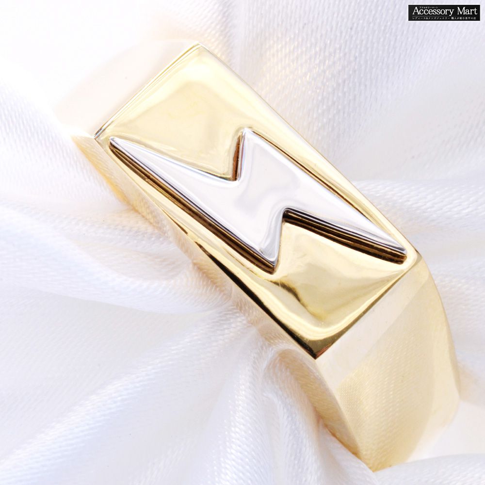 Other - 指輪 メンズリング K18 18金 プラチナ 印台 稲妻 サンダー モチーフ 18k イエローゴールド Pt950 男性 刻印入り地金 ごつい 太め 30代 40代 50代 60代