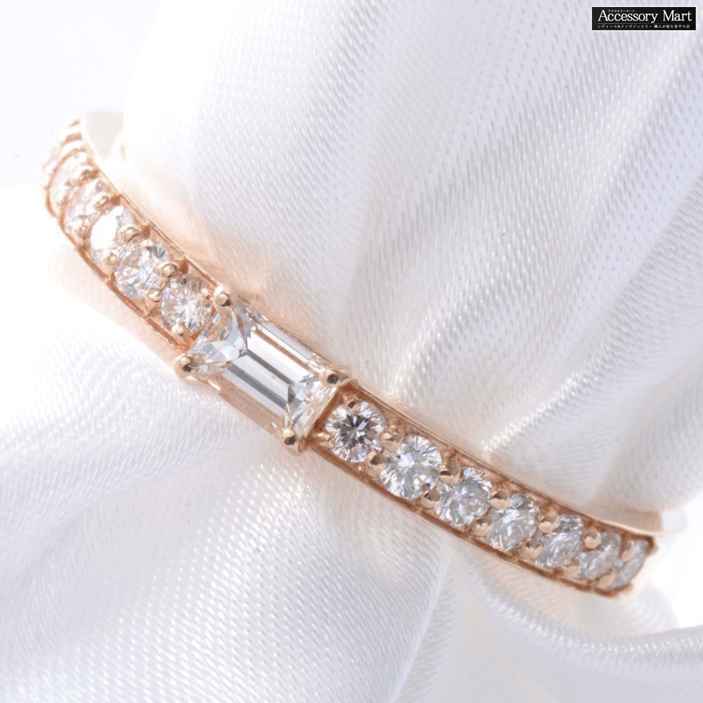 樂天商城 - 指輪 メンズリング 18金 K18PG 18K バゲットカット ダイヤモンド ピンクゴールド レディース ジェンダーレス 細身 シンプル 日本製 刻印入り 鑑別書付き 30代 40代 50代 60代