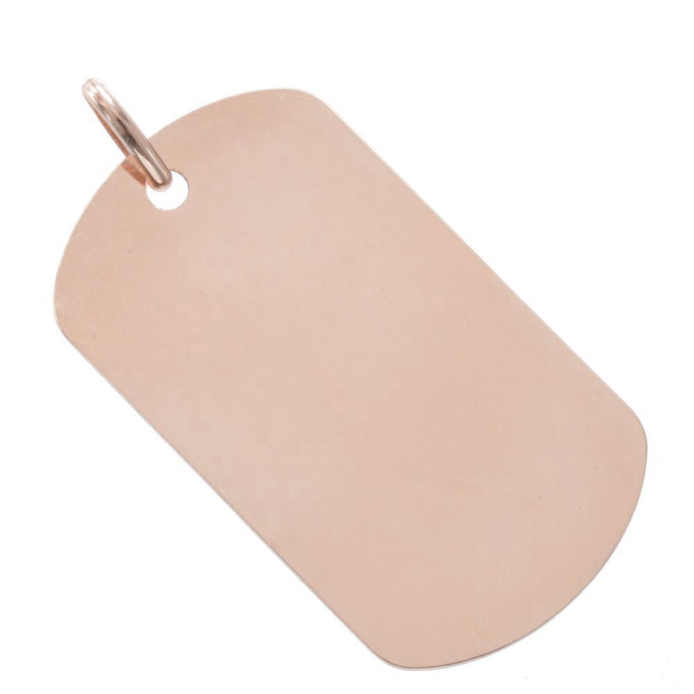 ペンダントトップ メンズ 18金 K18PG 18K ドッグタグ プレート ペンダントヘッド ネックレストップ ピンクゴールド 地金 シンプル 男性用 刻印入り