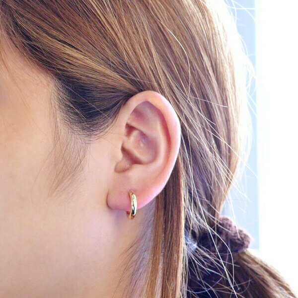 【マラソン同時開催★10%OFFクーポン】18金イエローゴールド15mmフープピアス 3.0φ パイプフープ【即納】