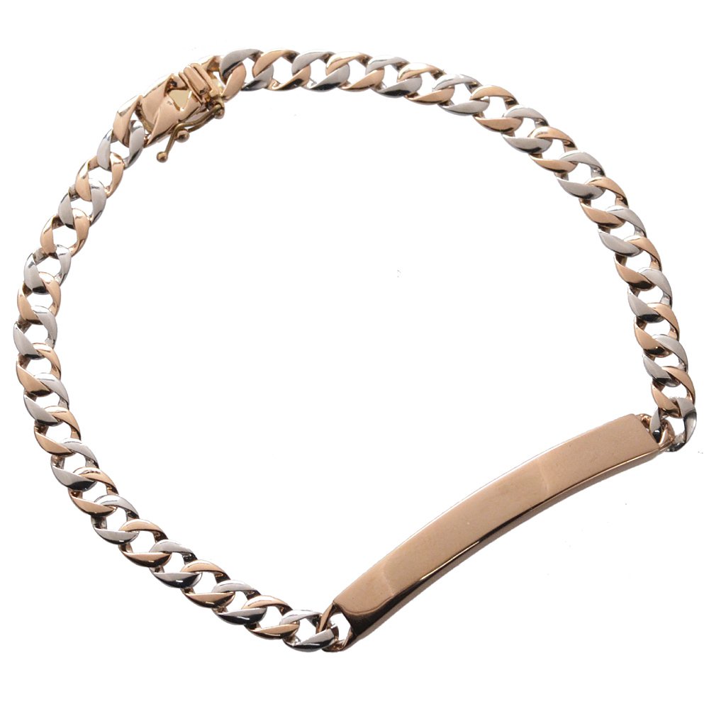 키헤이 팔찌 남성용 플레이트 콤비 Pt850 K18PG 11g 20cm