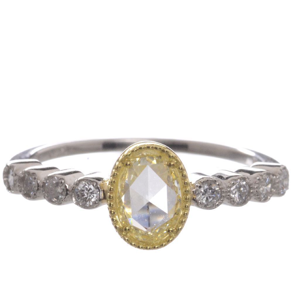 指輪 レディース リング K18 18金 プラチナ ローズカット ダイヤモンド 刻印入り 鑑別書付き 日本製【人気アイテム】