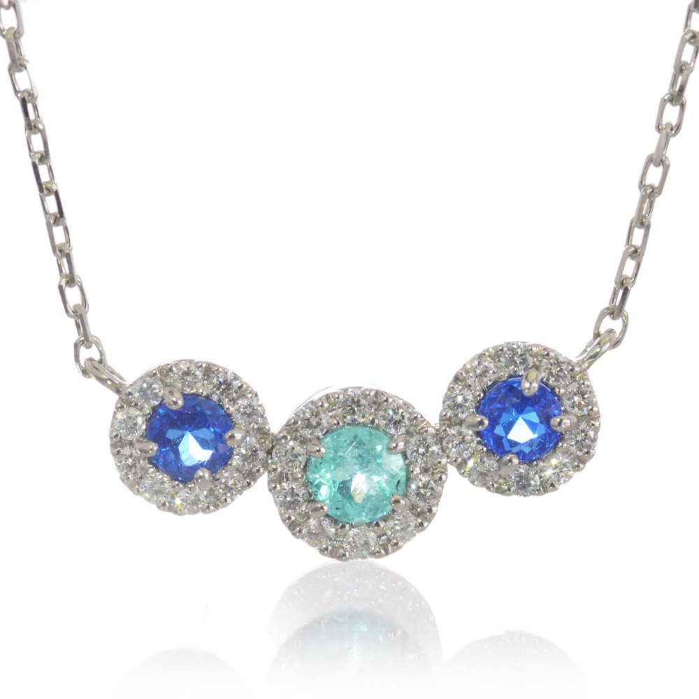 Tourmaline - ネックレス レディース パライバトルマリン アウイナイト ダイヤモンド プラチナ Pt950 刻印入り 鑑別書付き 日本製 カラーストーン【人気アイテム】