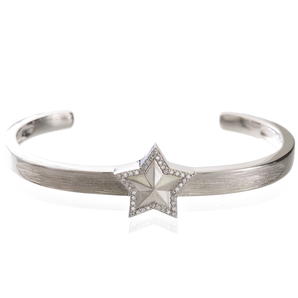 【本日20時〜4時間限定12%OFFクーポン】バングル メンズ プラチナ ダイヤモンド 星 スター 地金 42g 日本製 刻印入り 鑑別書付き 男性用