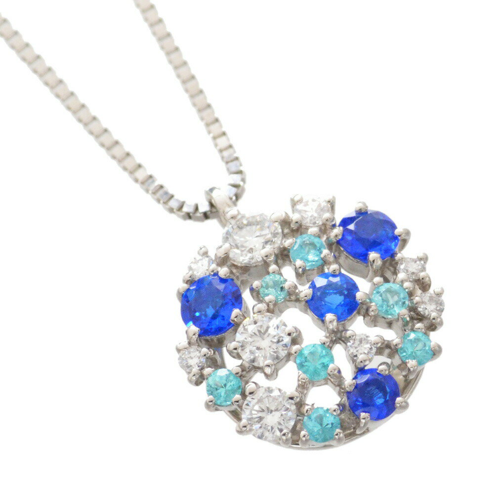 ネックレス レディース パライバトルマリン アウイナイト ダイヤモンド ネックレス Pt950 プラチナ 鑑別書付き 日本製【人気アイテム】