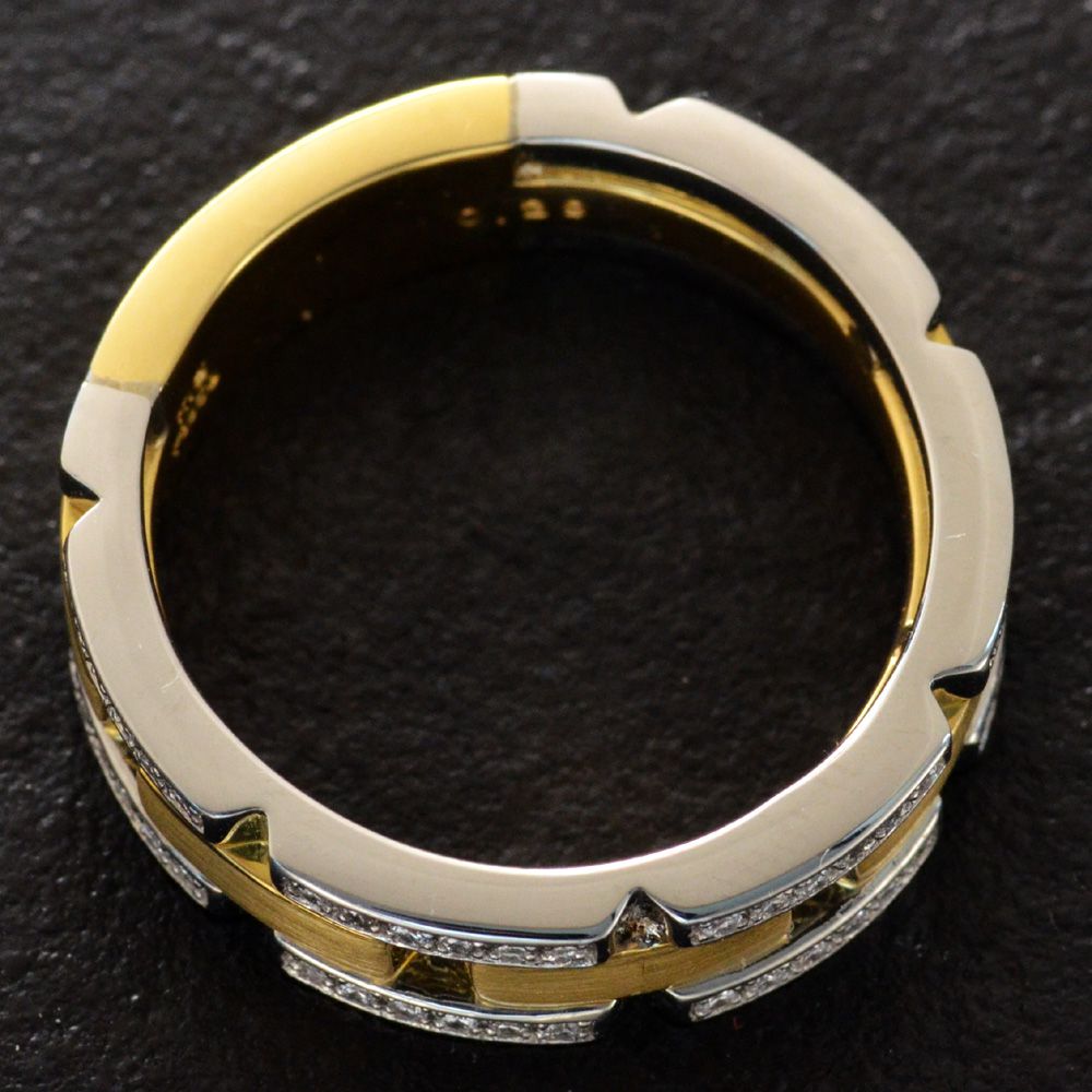 【マラソン同時開催★10%OFFクーポン】指輪 メンズリング 18金 K18 18K ダイヤモンド リング 艶消し ゴールド プラチナ コンビ 男性 日本製 刻印入り 鑑別書付き シンプル【人気アイテム】