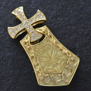 ペンダントトップ メンズ 18金 K18 18K ゴールド クロス ダイヤモンド 十字架 ペンダントヘッド 男性 ネックレストップ 刻印入り 鑑別書付き 大きめ...