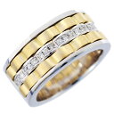 【マラソン同時開催★10%OFFクーポン】指輪 メンズリング 18金 K18 18K ダイヤモンド リング ゴールド プラチナ Pt900 幅広 コンビ リング...
