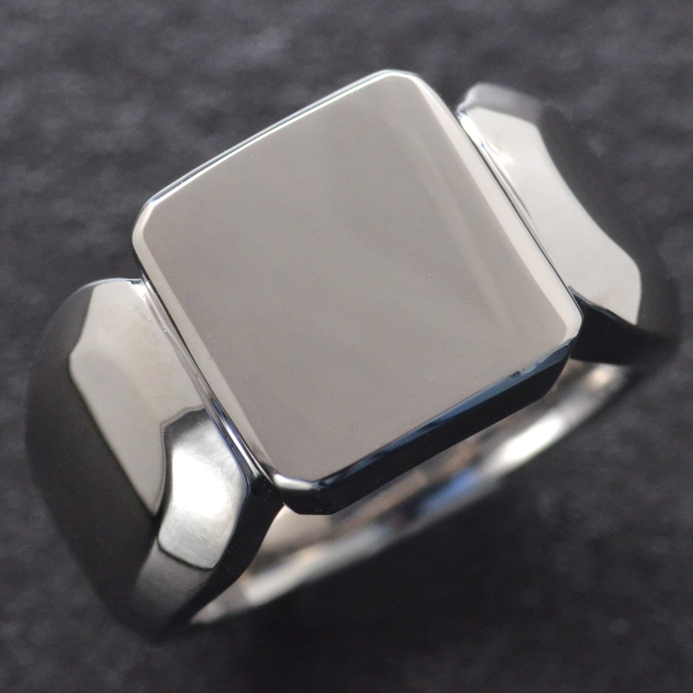 プラチナ リング メンズ 指輪 印台 Pt900 印台リング 幅広 地金 男性用 日本製 刻印入り ダイヤモンドセット可能 ごつい 太め 裏抜き有り 軽量化版 シグネットリング