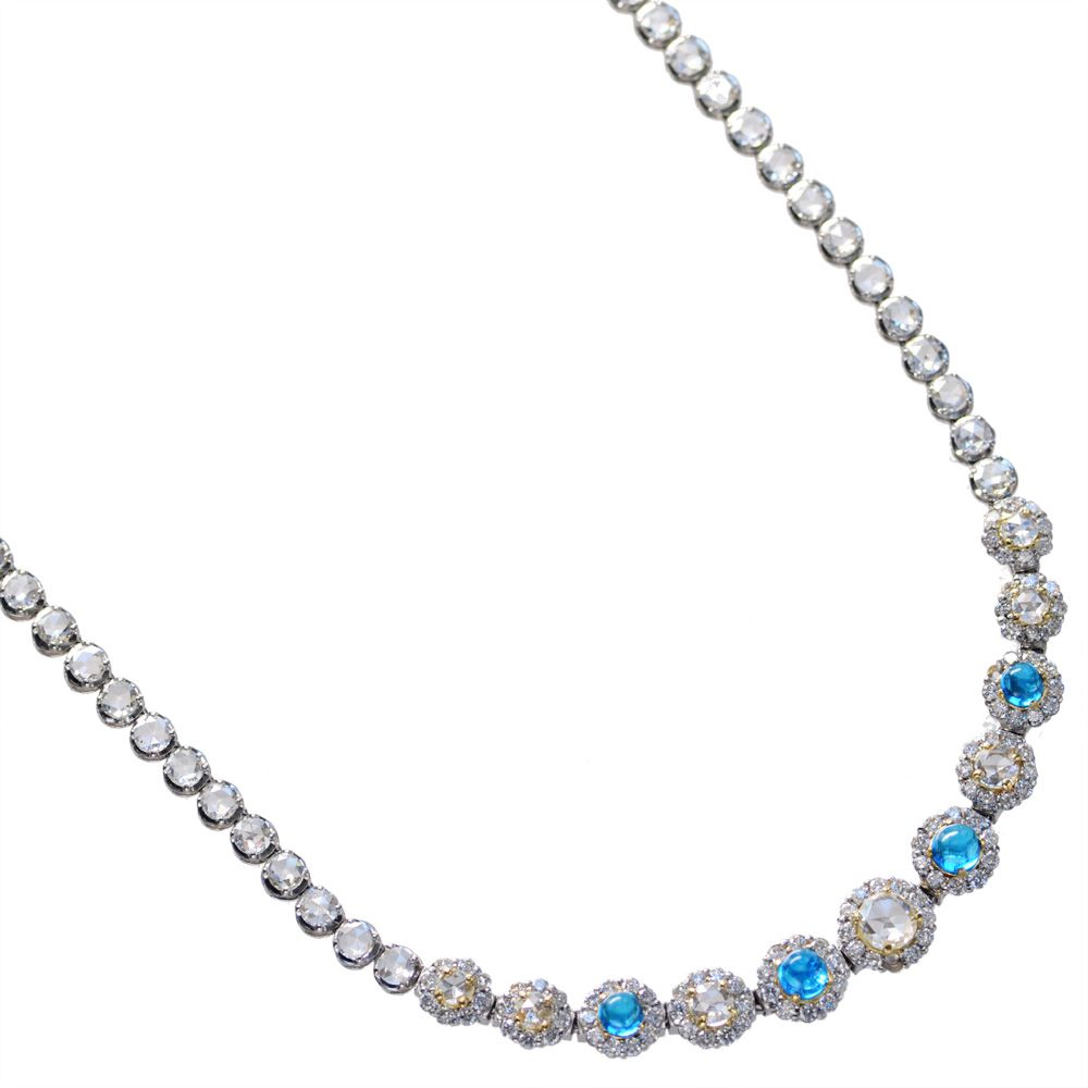 【BLACK FRIDAY★10%OFFクーポン】ネックレス レディース プラチナ アパタイト ダイヤモンド 10カラット K18 18金 ゴールド カボション...