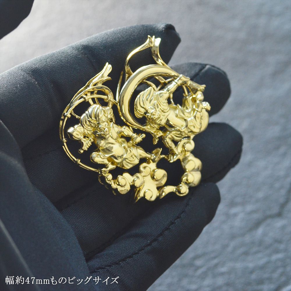 ペンダントトップ メンズ 18金 K18 18K ゴールド 風神 雷神 地金 ネックレストップ...