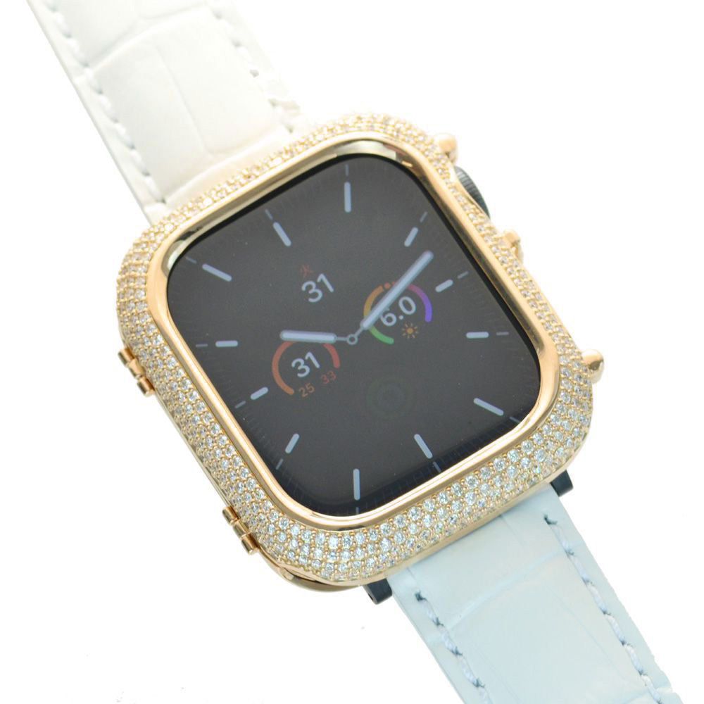 【ポイント11倍-23:59まで】アップルウォッチ カバー 18金 ダイヤモンド K18 ピンクゴールド 44mm Apple Watch アップルウォッチ ケース 天然ダイヤモンド 2.9カラット プレゼント ギフト 簡単装着 日本製 刻印入り 鑑別書付き
