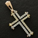 【ポイント10倍】ペンダントトップ メンズ 18金 K18 18K 喜平用 プラチナ ピンクゴールド トリプルカラー 1.5カラット ダイヤモンド クロス 十字...