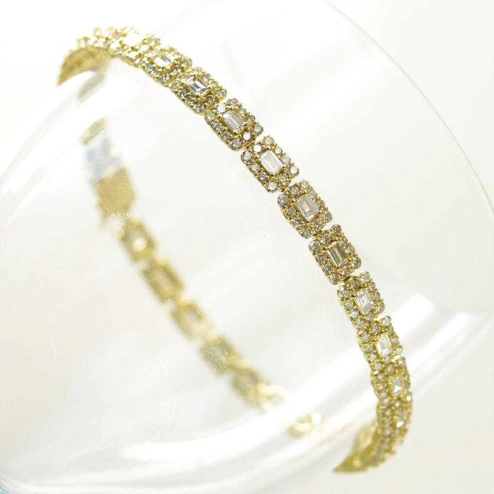 【01:59終了★BF10%OFFクーポン】ブレスレット メンズ K18 18K ダイヤモンド 5カラット ゴールド ダイヤモンドブレスレット バゲットカット ...