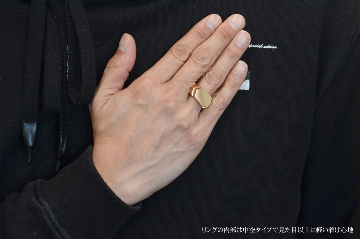 お*ら様 印台 ゴールド 金 9CT K9 金張り シルバー K18 リング 指 印台リング K18 14.3g 18.5号 イエローゴールド 金 メンズ