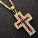 喜平 ネックレス K18 18K メンズ イエローゴールド 10g 50cm 徳力 2面カット 18金 ルビー ダイヤモンド クロス 十字架 ペンダント 日本製 刻印入り 鑑別書付き カラーストーン プレゼント ギフト 【人気アイテム】【動画あり】