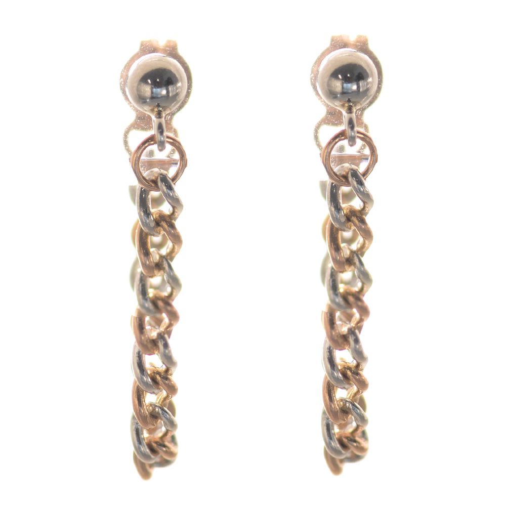 ピアス K18 18金 ピンクゴールド プラチナ コンビ 喜平 地金 チェーン フープ ピアス 男女兼用 両耳用 1ペア 2個 日本製 刻印入り