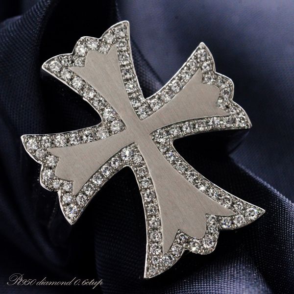 プラチナ リング メンズ 指輪 ダイヤモンド メンズ リング Pt950 幅広 クロス 十字架 日本製 刻印入り 鑑別書付き ごつい 太め