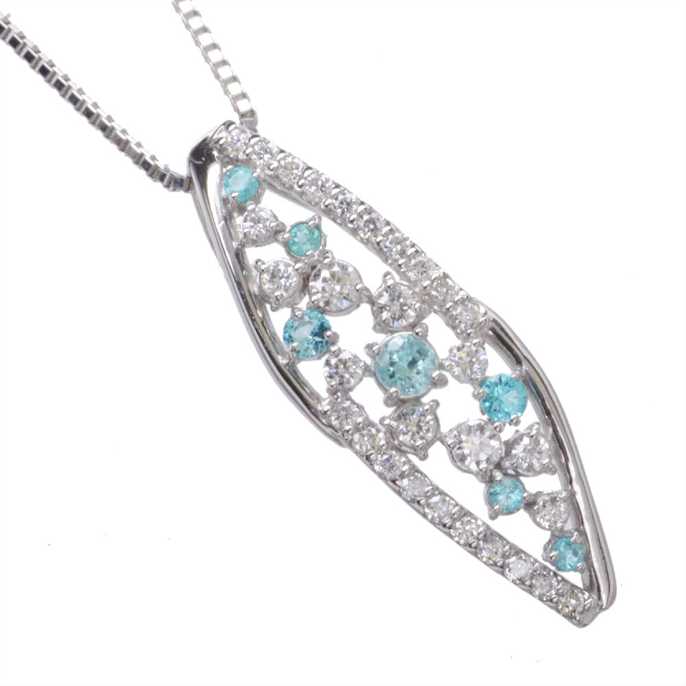 Tourmaline - ネックレス レディース パライバトルマリン ダイヤモンド プラチナ Pt950 刻印入り 鑑別書付き 日本製 カラーストーン【人気アイテム】