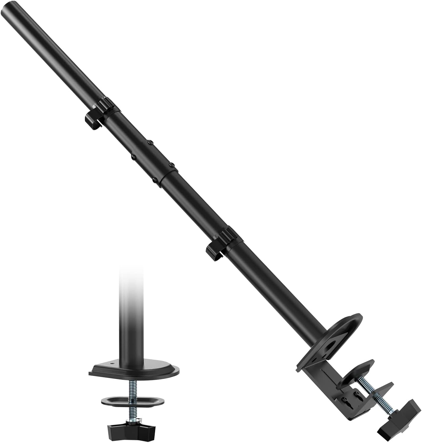 送料無料 モニターアーム用 支柱取付け ポールのみ ロングタイプ 長さ80cm クランプ式 グロメット式 ネジ固定 直径3.5cm