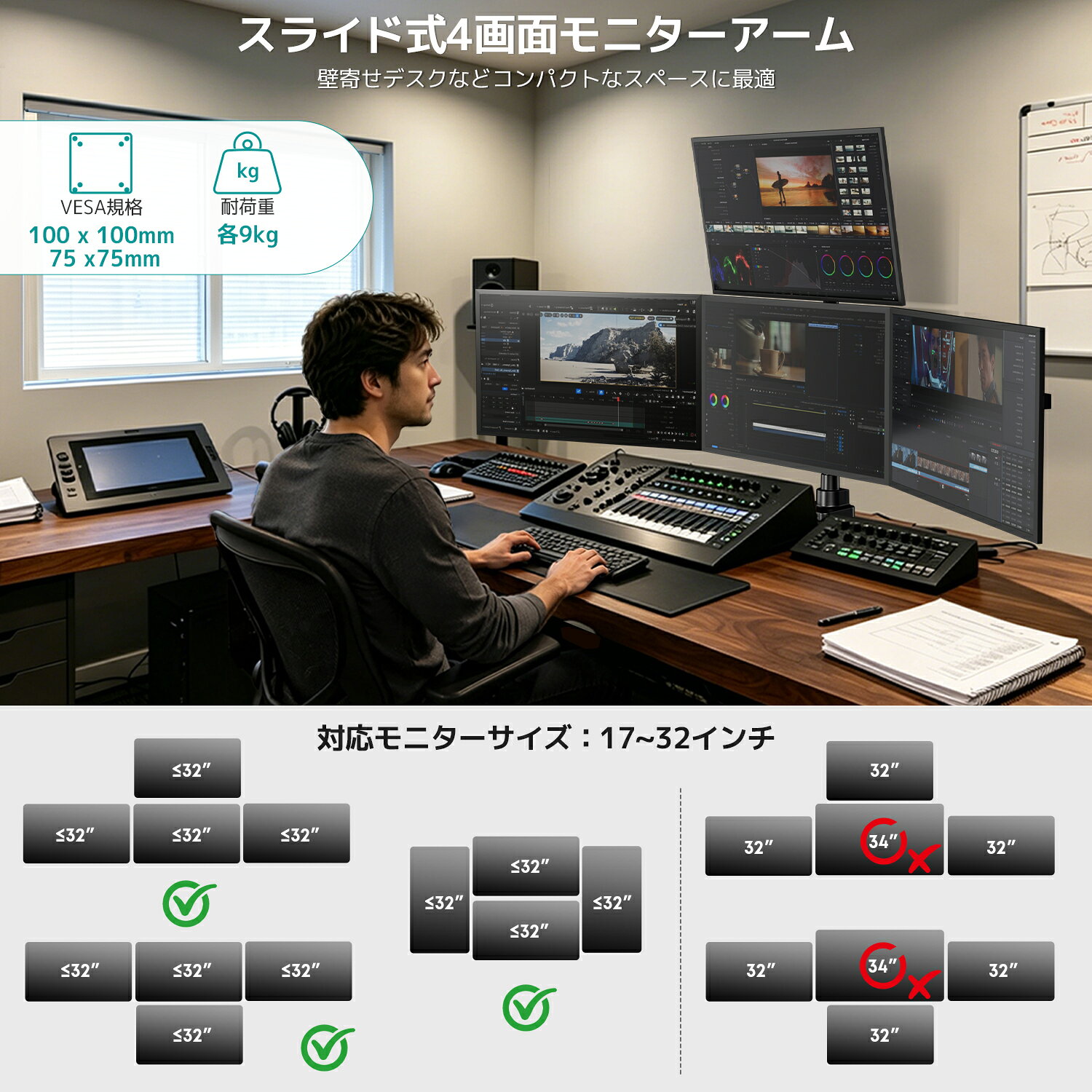 楽天市場】モニターアーム 4画面の通販
