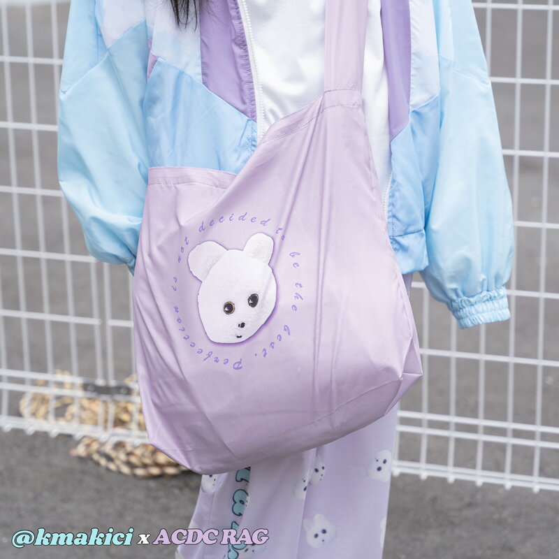 【SALE】くまきちエコバッグ kmakici ショルダー バッグ 原宿 原宿系 ゆめかわいい ゆめかわ ファッション 個性的 コンビニサイズ コンビニ 手提げ 肩掛け 大容量 軽量 折りたたみ コンパクト ミニ マチ おしゃれ レジバッグ [メール便可]