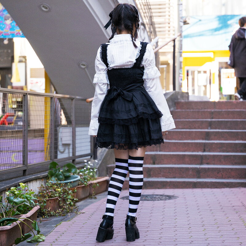 リボンBワンピース ゴスロリ ワンピース 黒 ドレス 衣装 服 ゴシック ロリータ ゴス パンク ロック V系 バンギャ フリル リボン 原宿 原宿系 ファッション レディース メイド コスチューム コスプレ ブラック ACDC RAG acdcrag-10002030 ACDC RAG 原宿竹下通り店 サンプル画像3