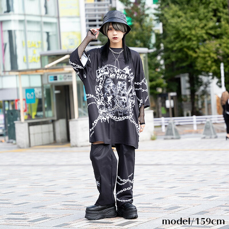 ソイングク　半袖　Tシャツ　韓国　ruffddive チャコール　M SWEET MY PAIN ヒュージTシャツ ブラック 原宿系 韓国 ファッション