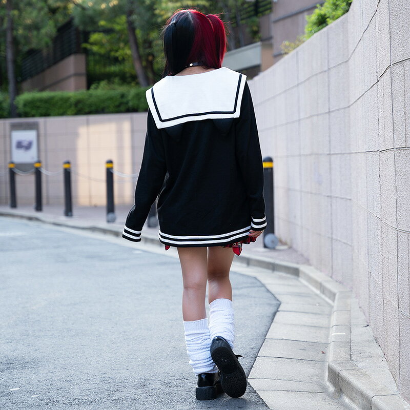 セーラーミャオパーカー 病みかわいい 病みかわ 病み 服 メンヘラ 地雷 猫耳 ねこ耳 猫 セーラー パーカー 原宿系 ファッション レディース パンク V系 バンギャ ACDC RAG acdcrag-10002101 ACDC RAG 原宿竹下通り店 サンプル画像3